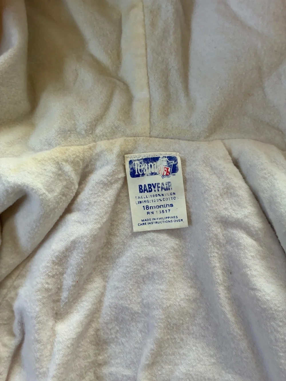 Vintage SF 49ers Babyfair Team NFL Official Hooded Windbreaker Baby Size 18 Mo. - Picture 6 of 6
